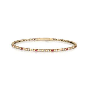 0.72 Carat Diamond and Ruby Bangle Bracelet