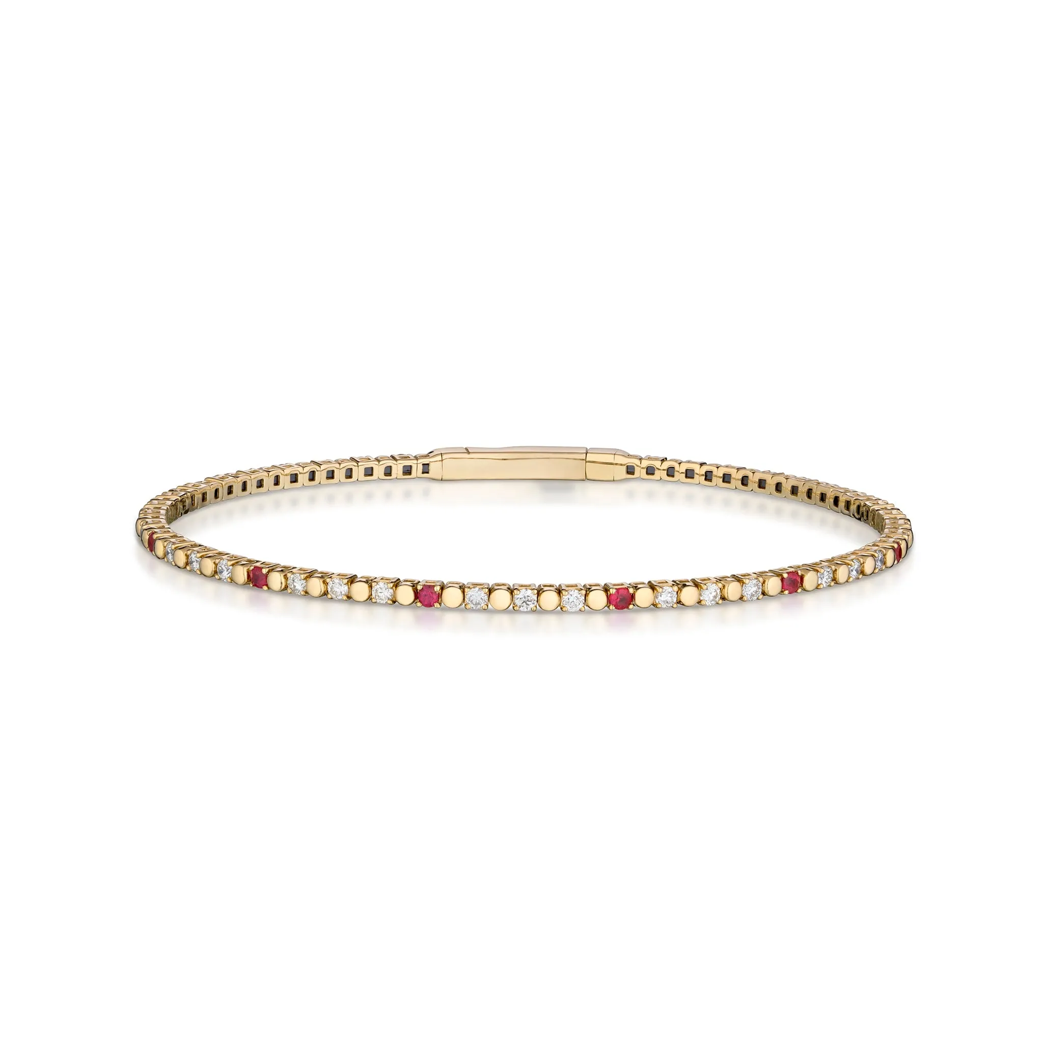 0.72 Carat Diamond and Ruby Bangle Bracelet