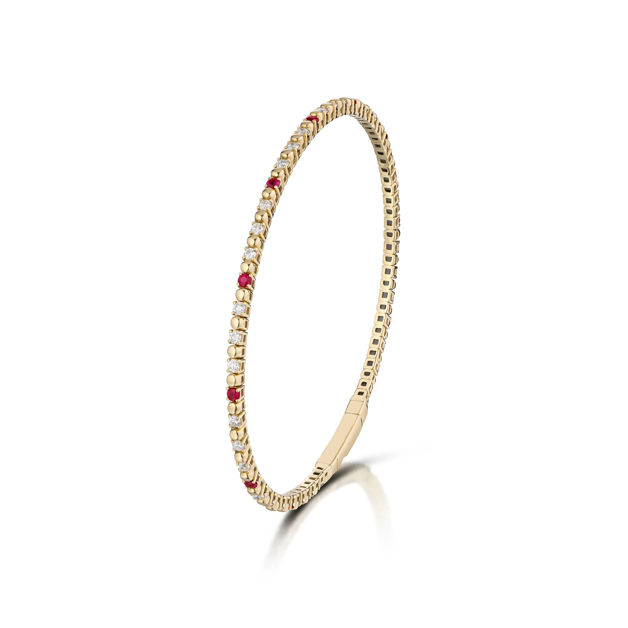 0.72 Carat Diamond and Ruby Bangle Bracelet