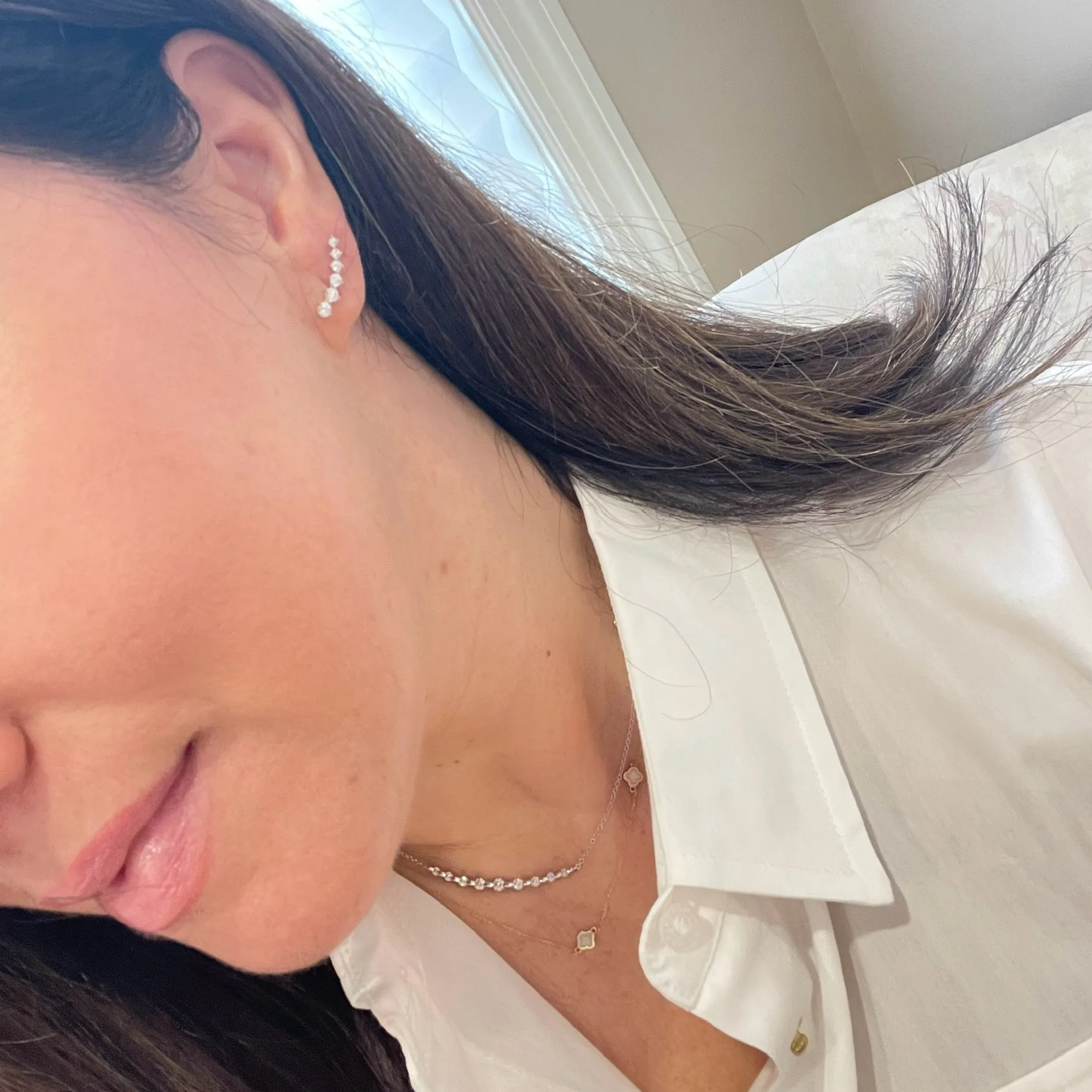 14K White Gold Sparkling Ear Crawlers