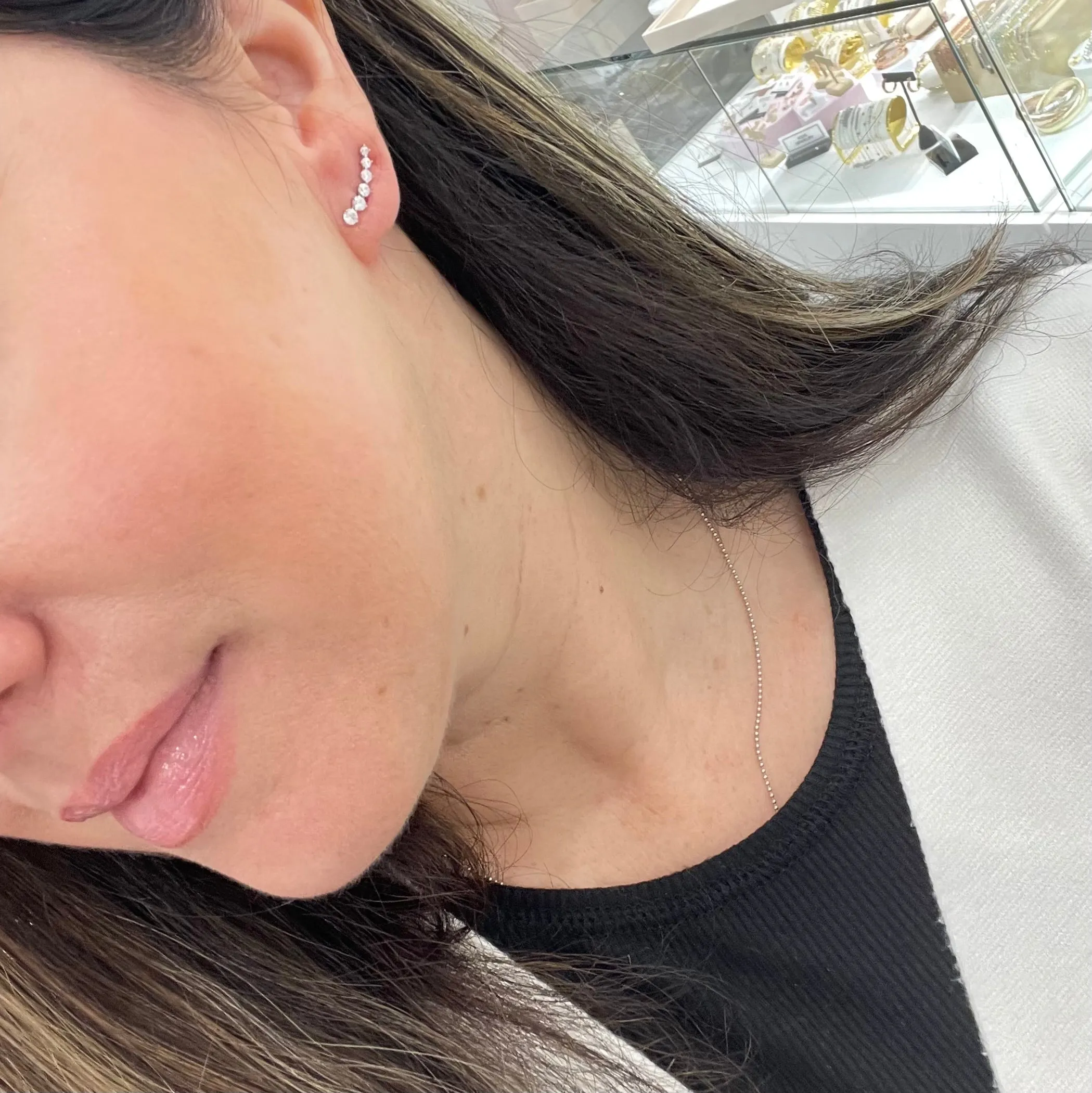14K White Gold Sparkling Ear Crawlers