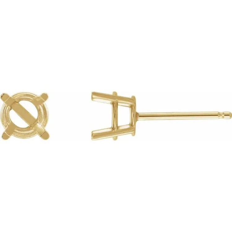14K Yellow 4 mm Natural Aquamarine Stud Earrings
