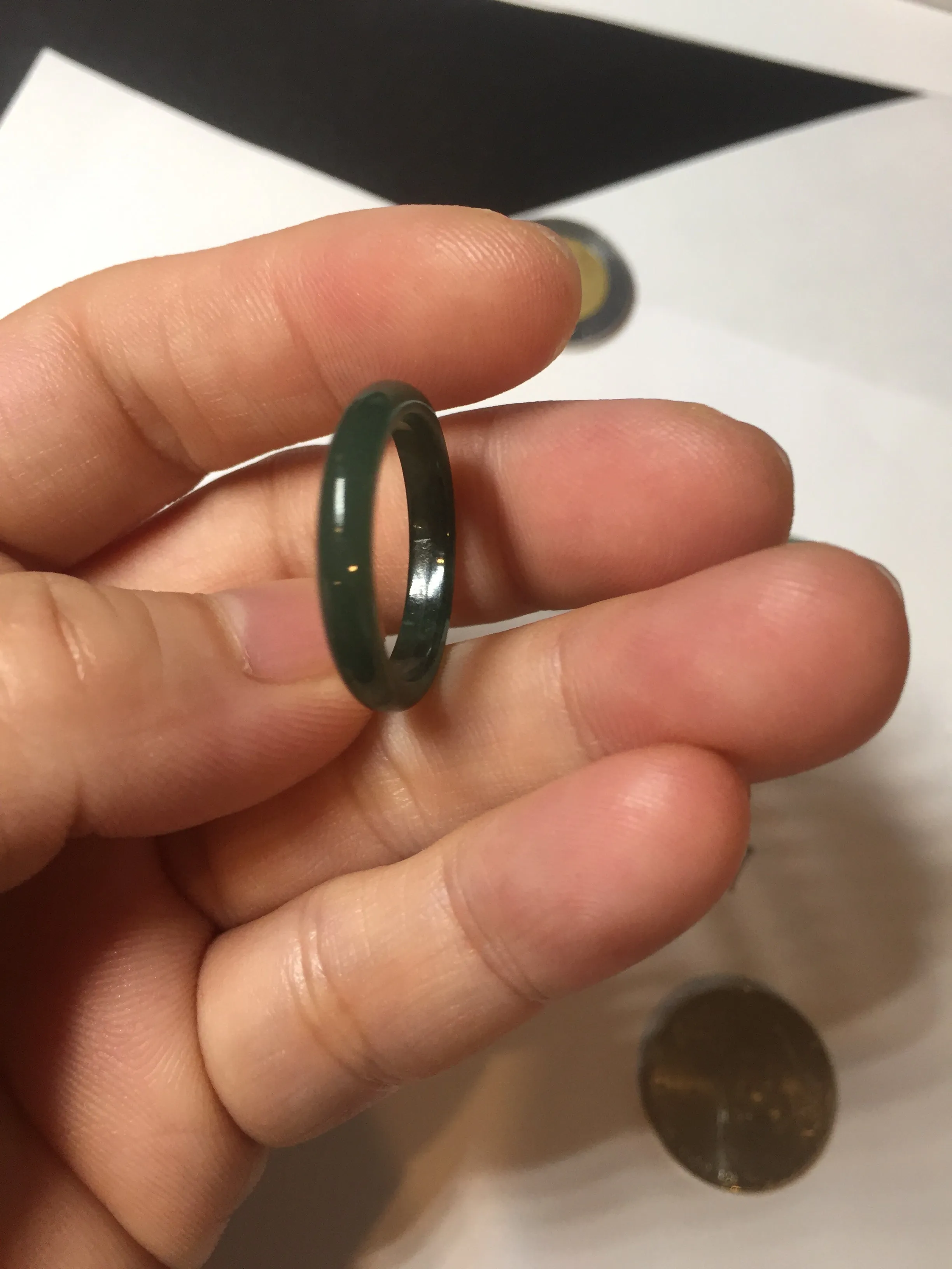 17.5mm 7 1/4 100% natural type A icy watery green/blue icy watery Guatemala jadeite jade band ring group  BP78