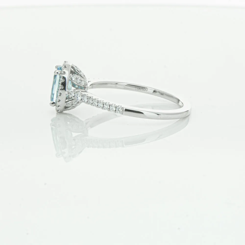 18ct White Gold .74ct Aquamarine & Diamond Mini Sierra Ring
