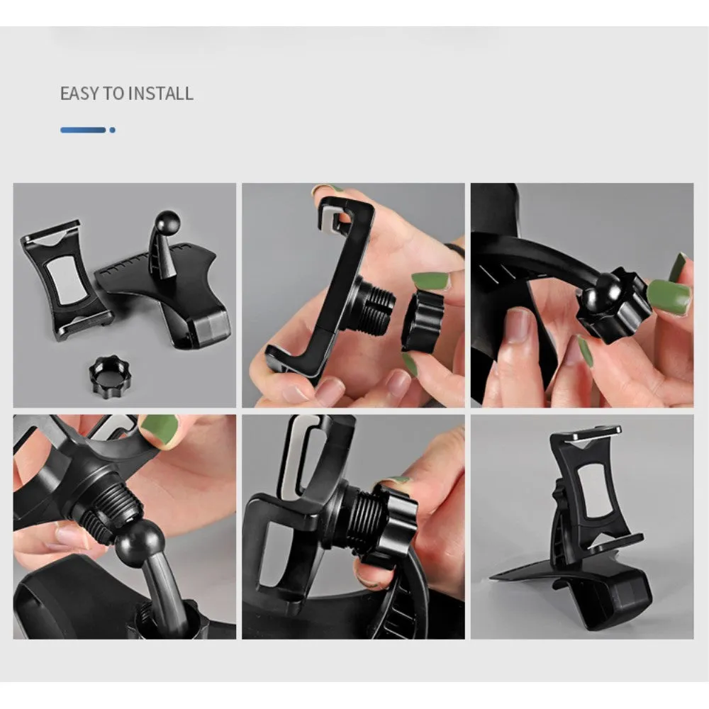 3 in 1 Car GPS Smartphone Holder: Dashboard / Visor Clamp   AC Grid Clip for iBall Majestic 2.4D - Black