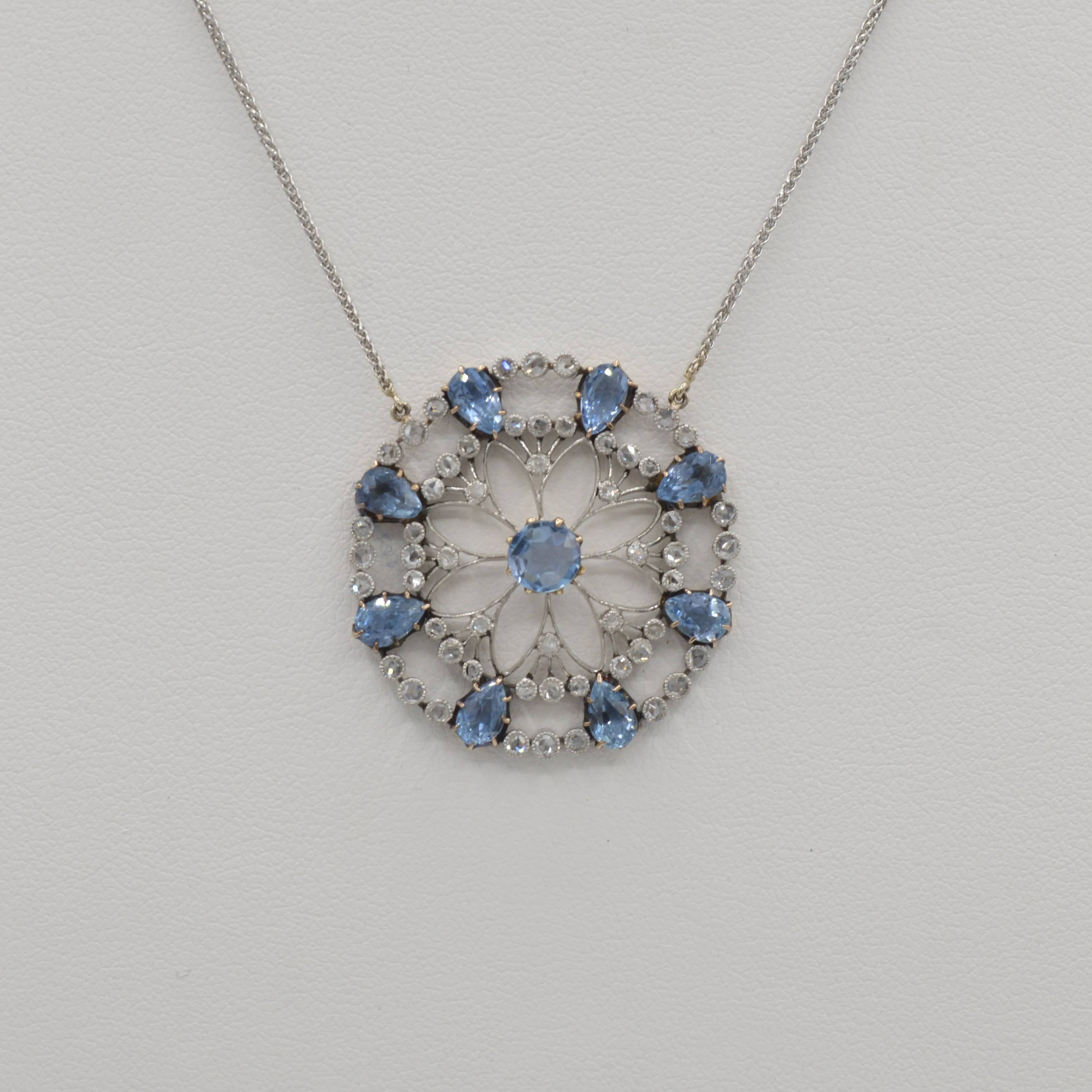 Aquamarine Edwardian Necklace, Plat.