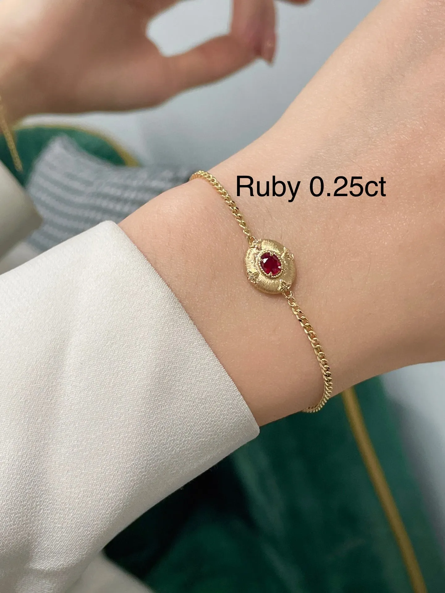 Art Deco 18K Solid Gold Genuine Ruby , Emerald Cuban chain Bracelet /Bridal Bracelet/Wedding ,engagement K gold Ruby Bracelet/Gift for her