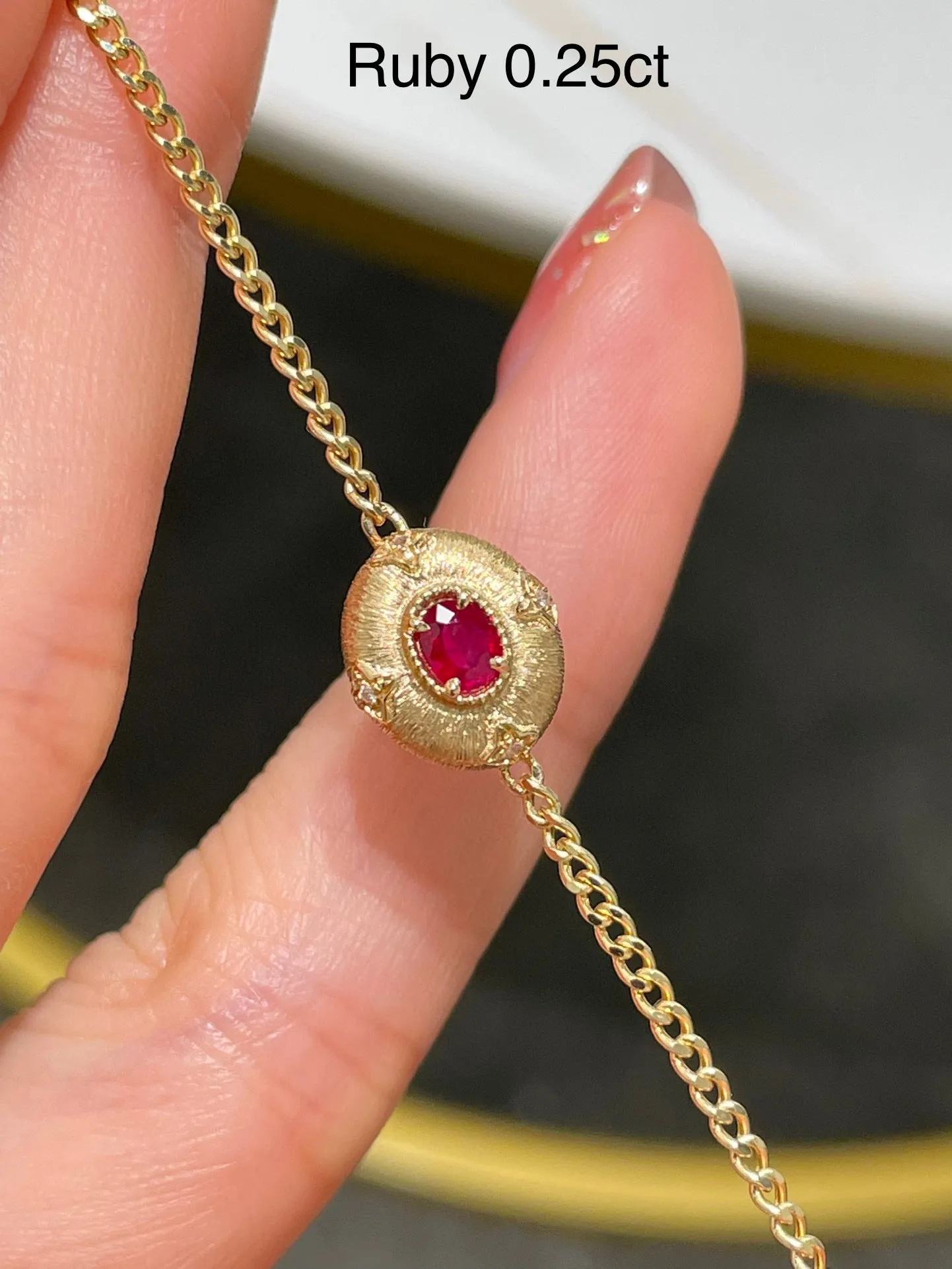 Art Deco 18K Solid Gold Genuine Ruby , Emerald Cuban chain Bracelet /Bridal Bracelet/Wedding ,engagement K gold Ruby Bracelet/Gift for her