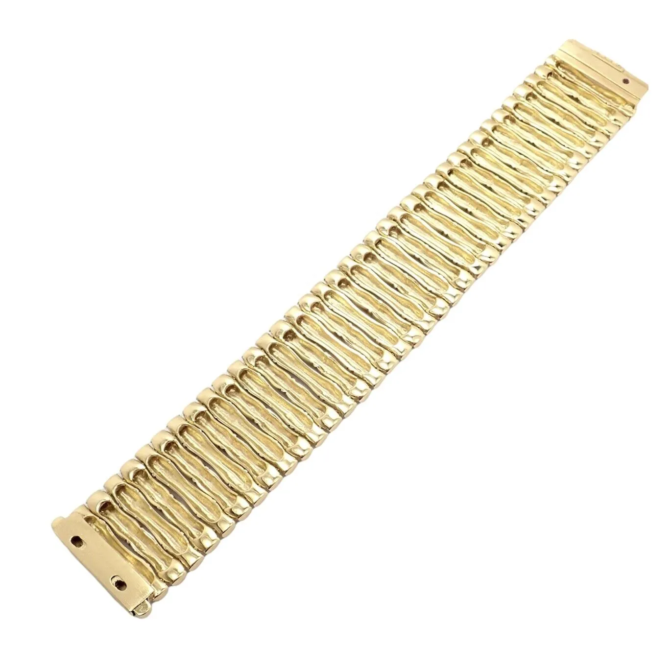 Authentic! Roberto Coin 18k Yellow Gold Diamond Large Wide Bamboo Bracelet
