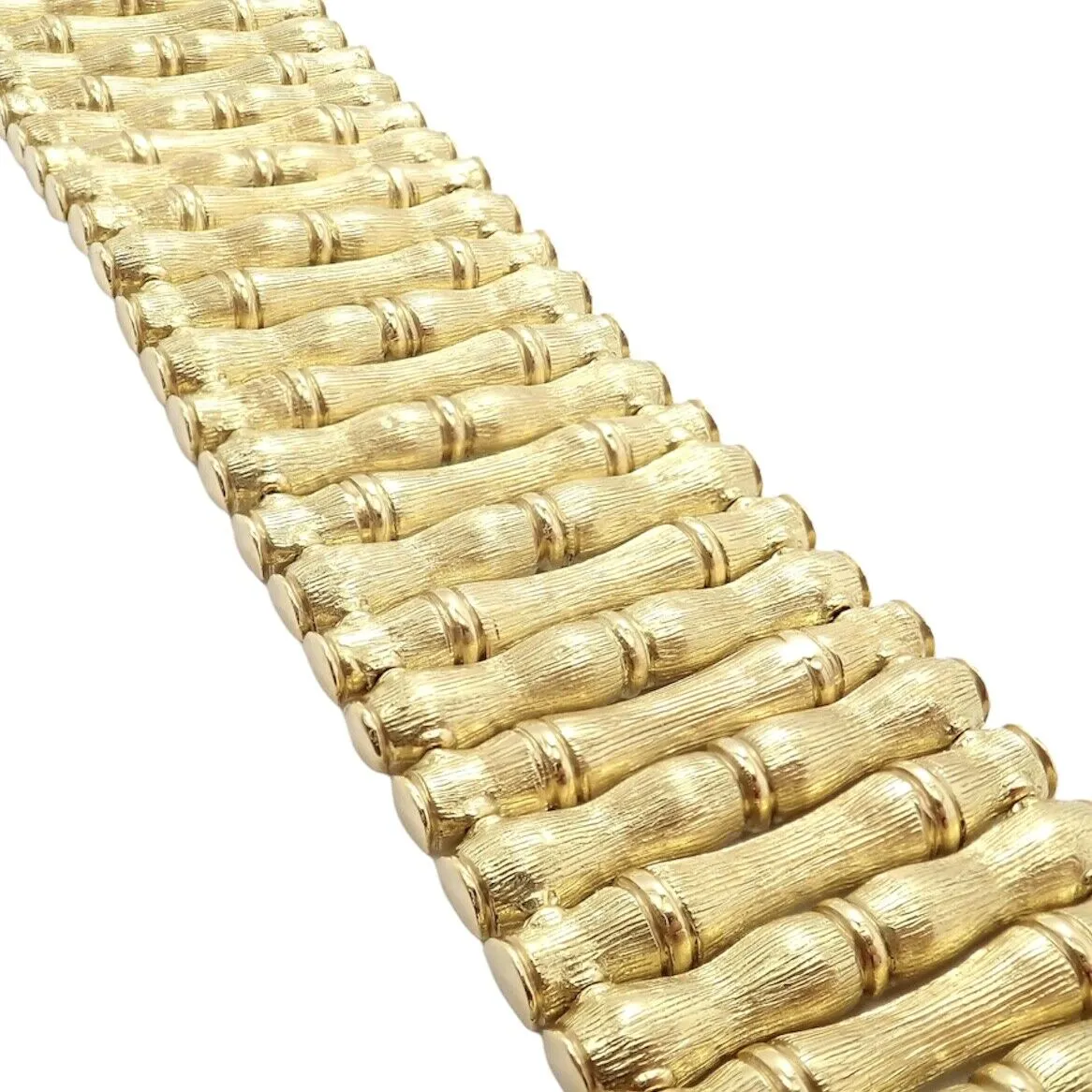 Authentic! Roberto Coin 18k Yellow Gold Diamond Large Wide Bamboo Bracelet