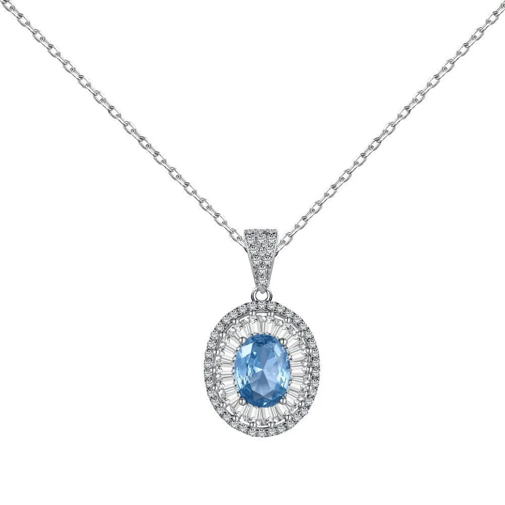 Blue Oval Aquamarine Set