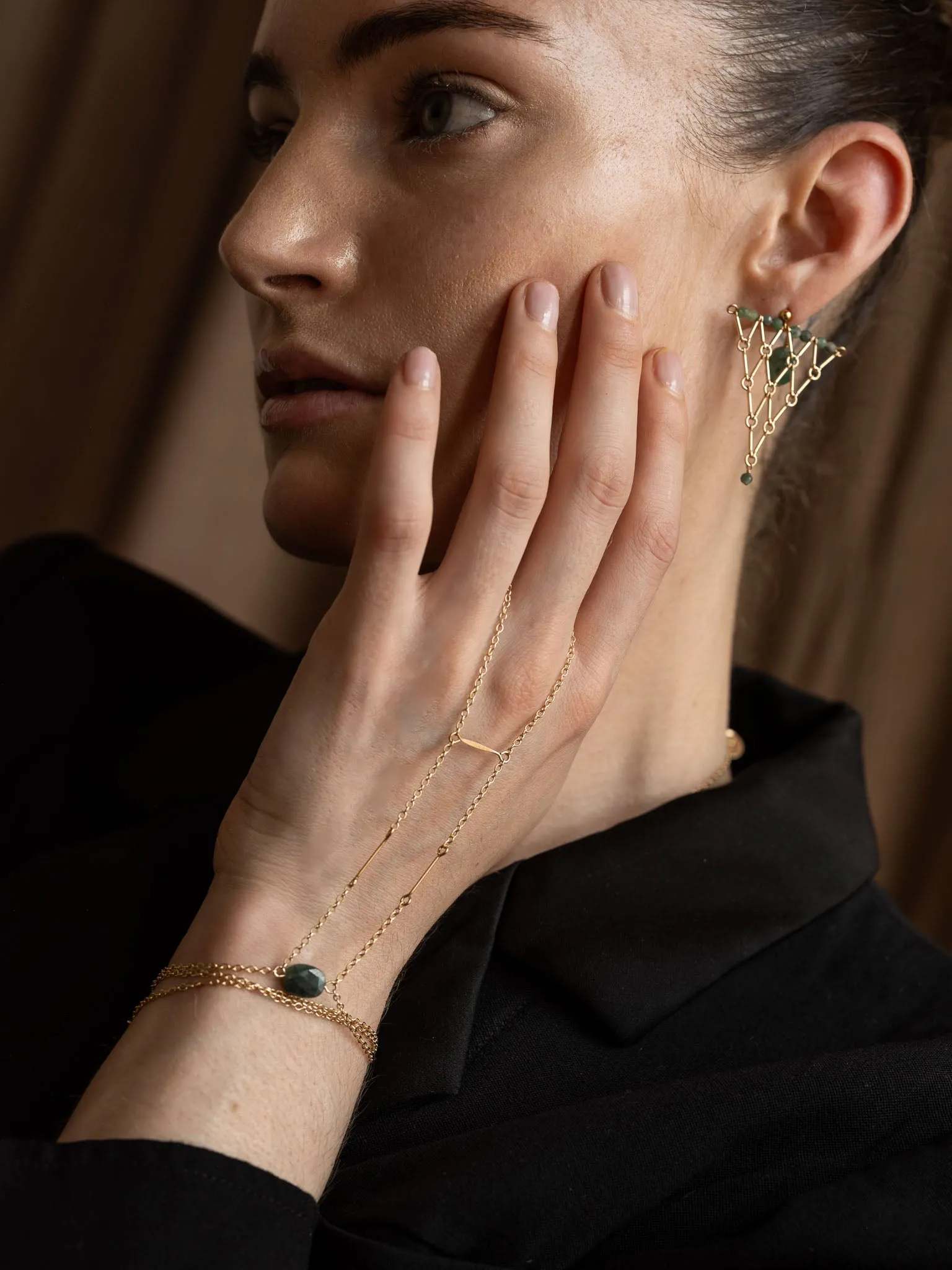 Center Point Gemstone Hand Chain