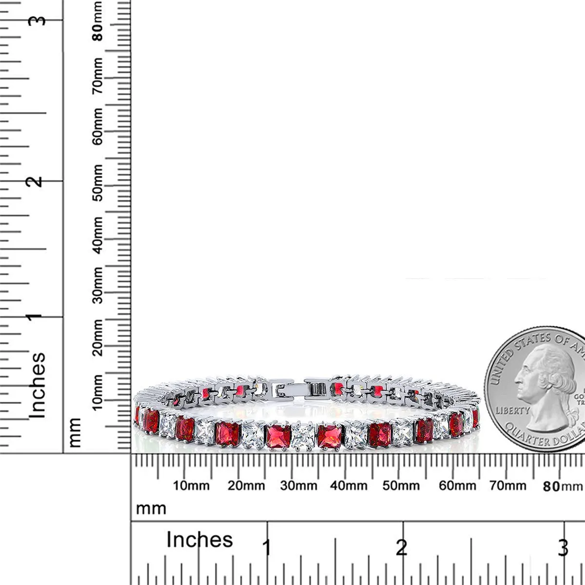 Classic Princess Cubic Zirconia Ruby Red Tennis Bracelet For Women