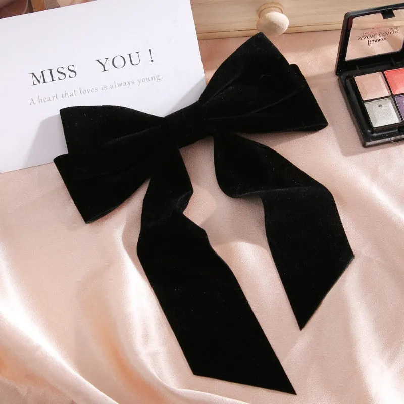 Classy Velvet Ribbon Bowknot Barrette Hair Clips