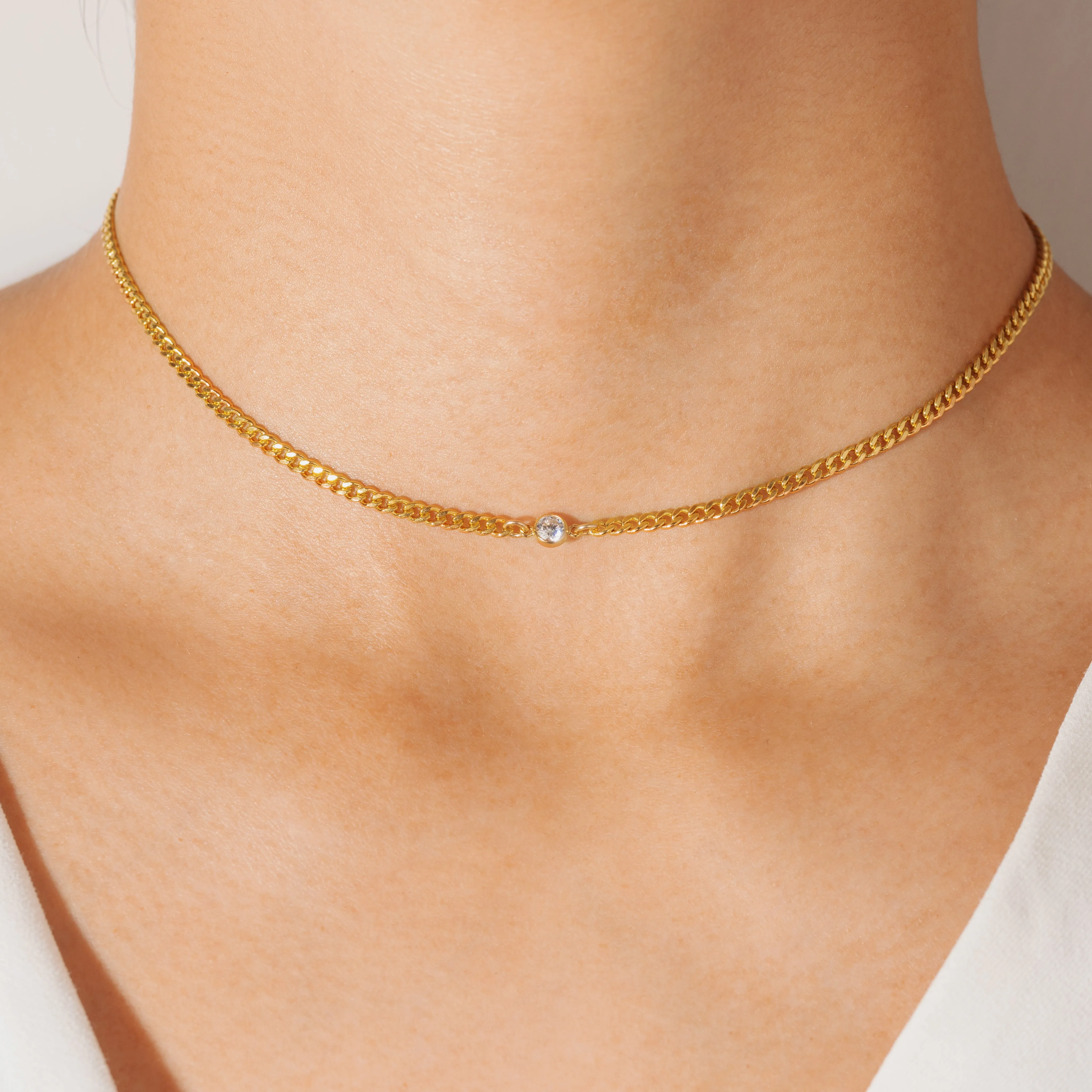 Curb Chain Bezel Choker