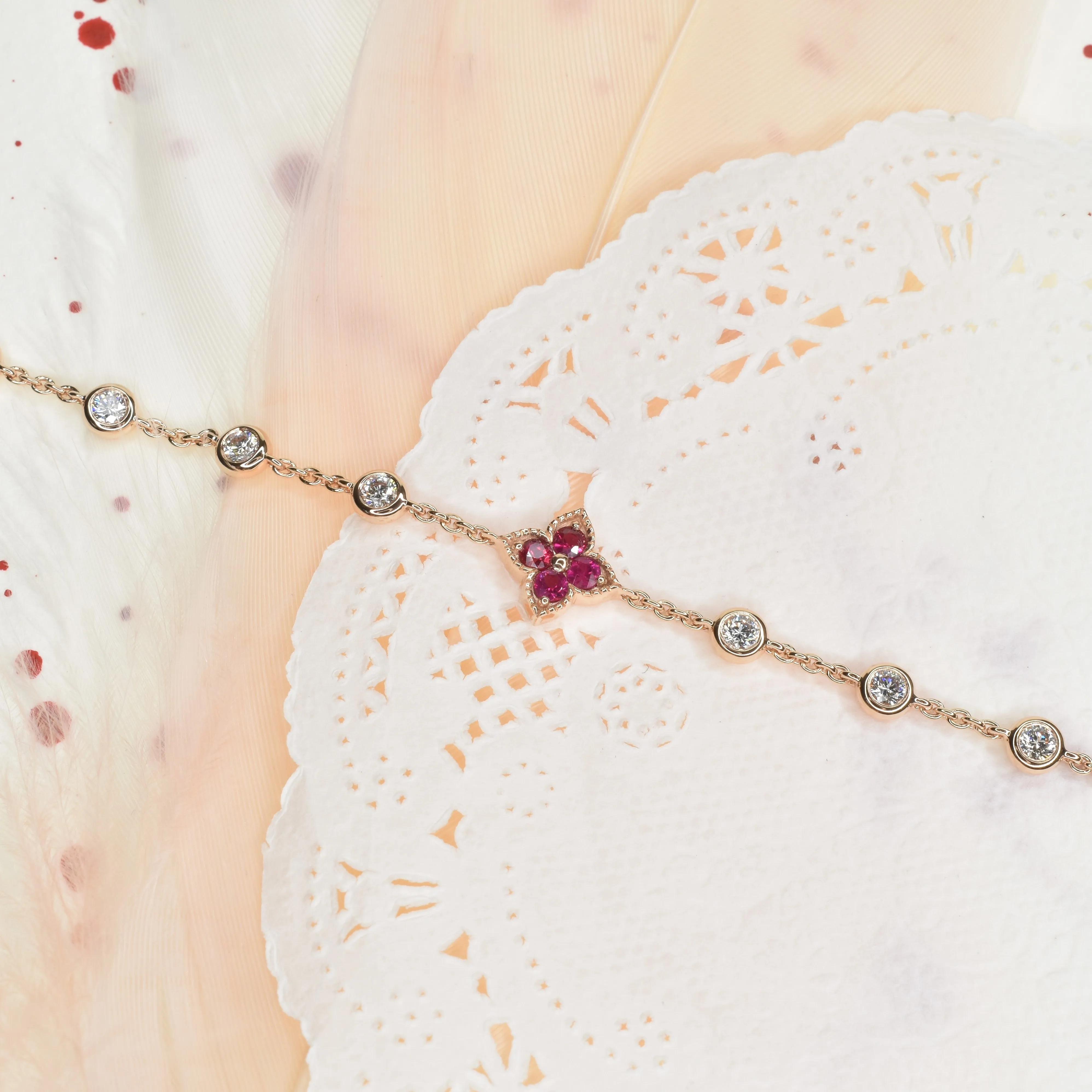 Dainty Ruby & Diamond Bracelet