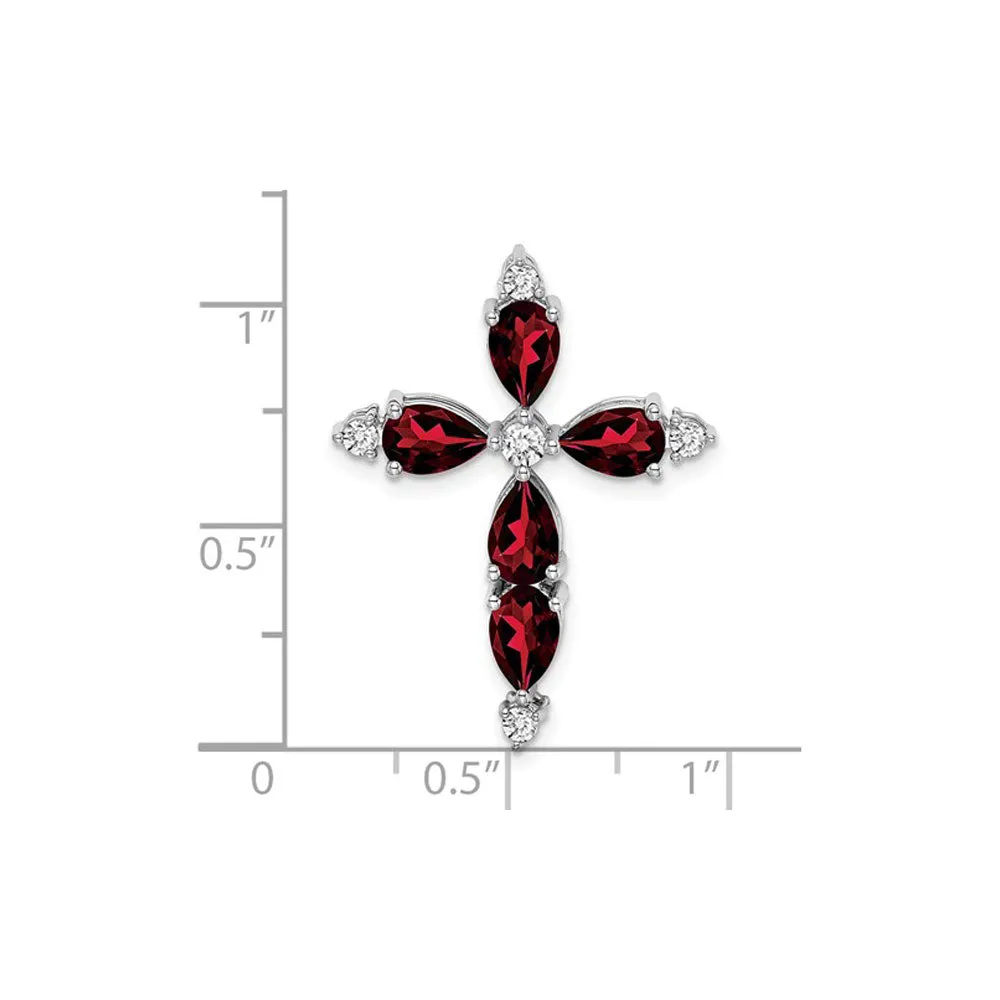 Garnet and Diamond Cross Pendant (14K)
