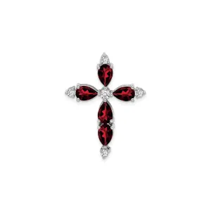 Garnet and Diamond Cross Pendant (14K)