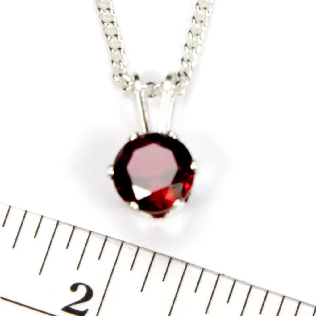 Garnet Sterling Silver Pendant Necklace