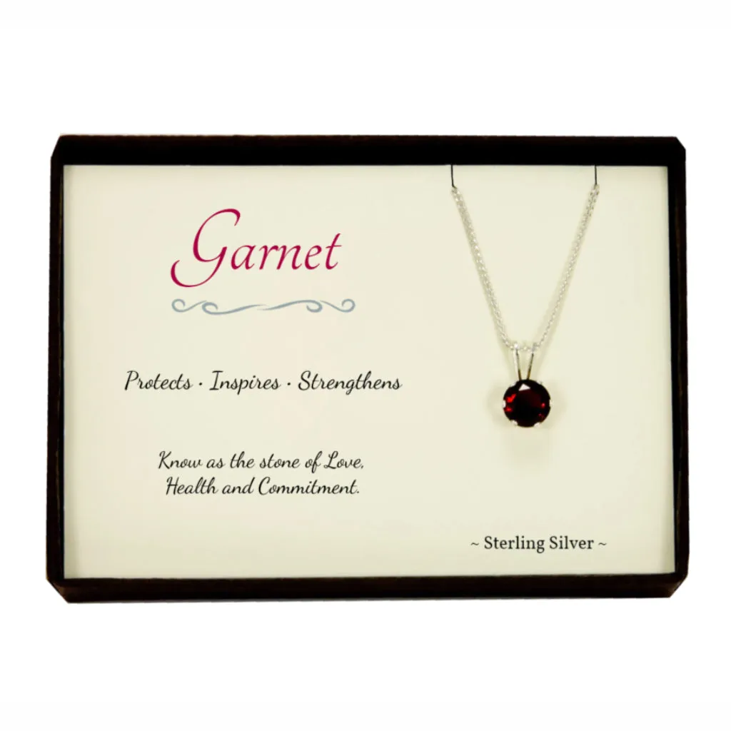 Garnet Sterling Silver Pendant Necklace