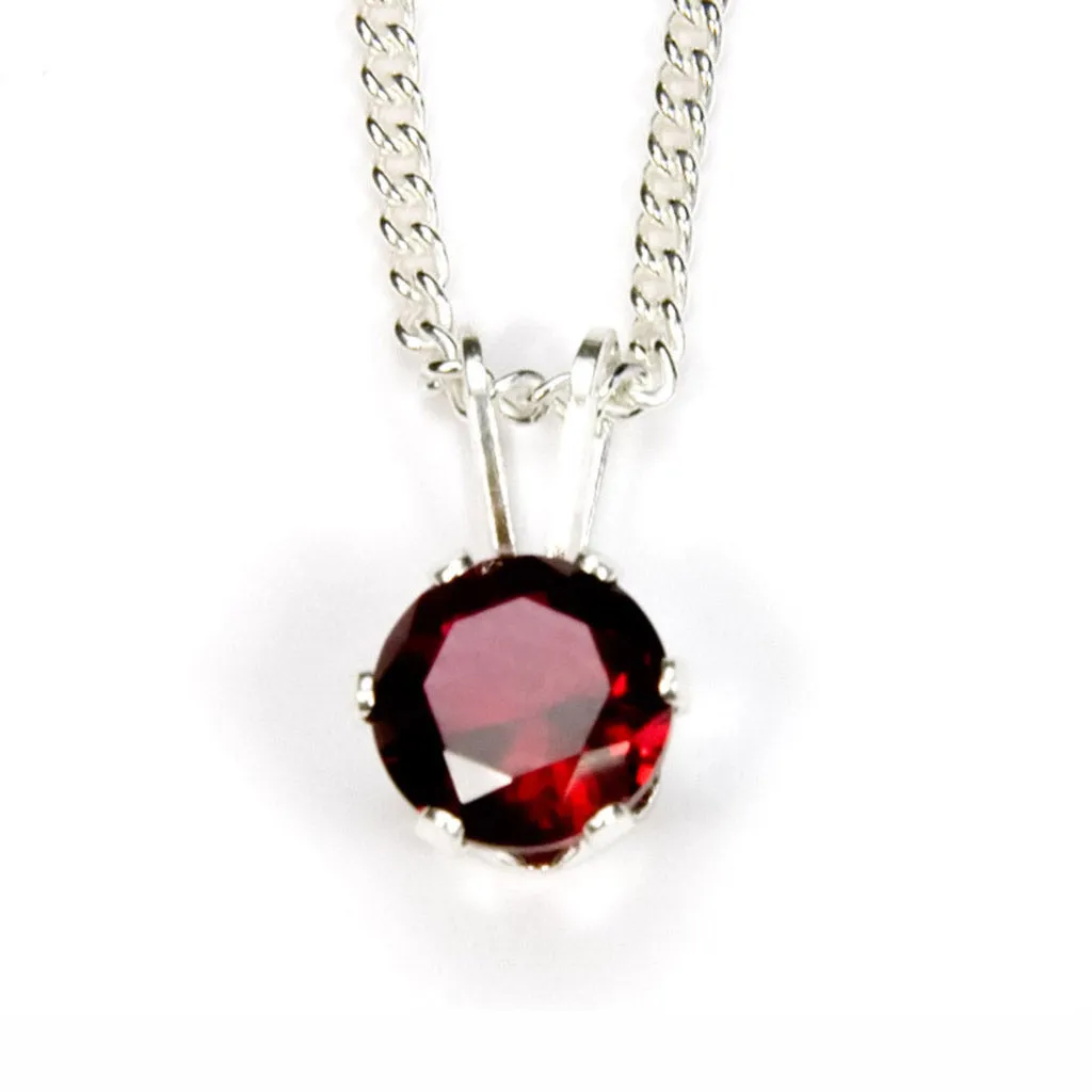 Garnet Sterling Silver Pendant Necklace