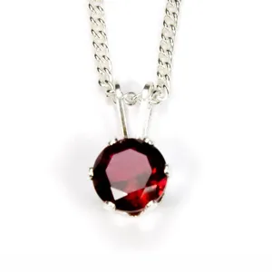 Garnet Sterling Silver Pendant Necklace