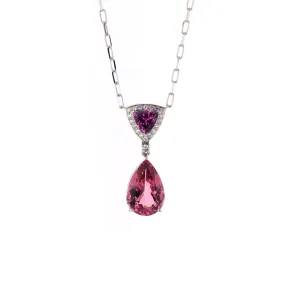 Garnet, Tourmaline & Diamond Pendant Necklace