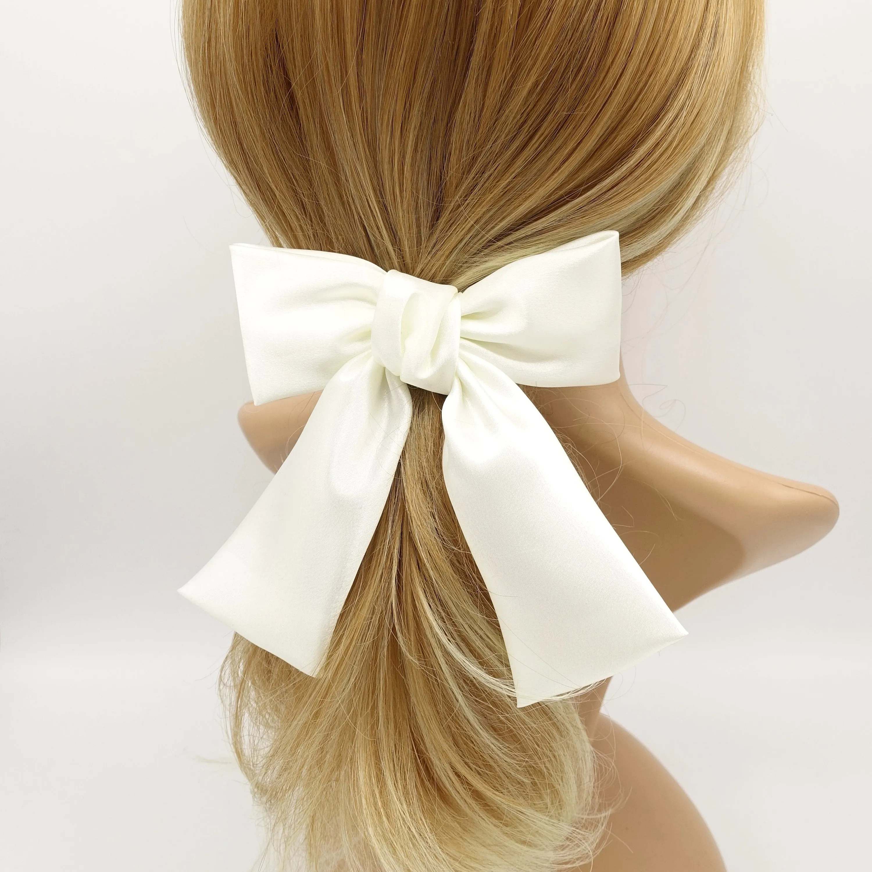 glossy satin tail hair bow in regular size hair accessory for women