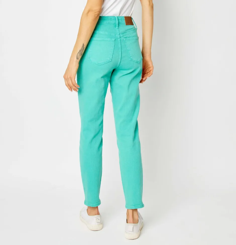 Judy Blue HW Aquamarine Dyed Slim Jeans