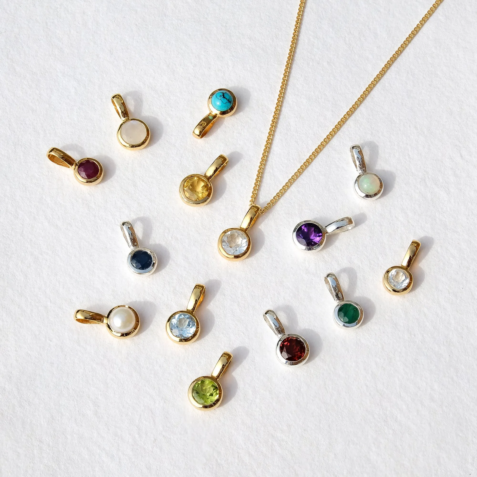 June Birthstone Charm Necklace - Moonstone