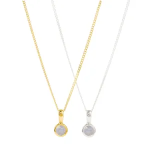 June Birthstone Charm Necklace - Moonstone