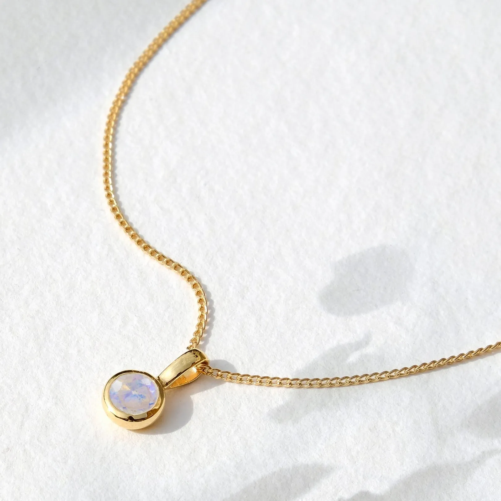 June Birthstone Charm Necklace - Moonstone