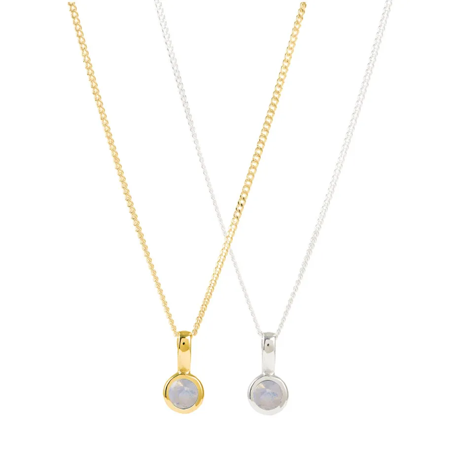 June Birthstone Charm Necklace - Moonstone