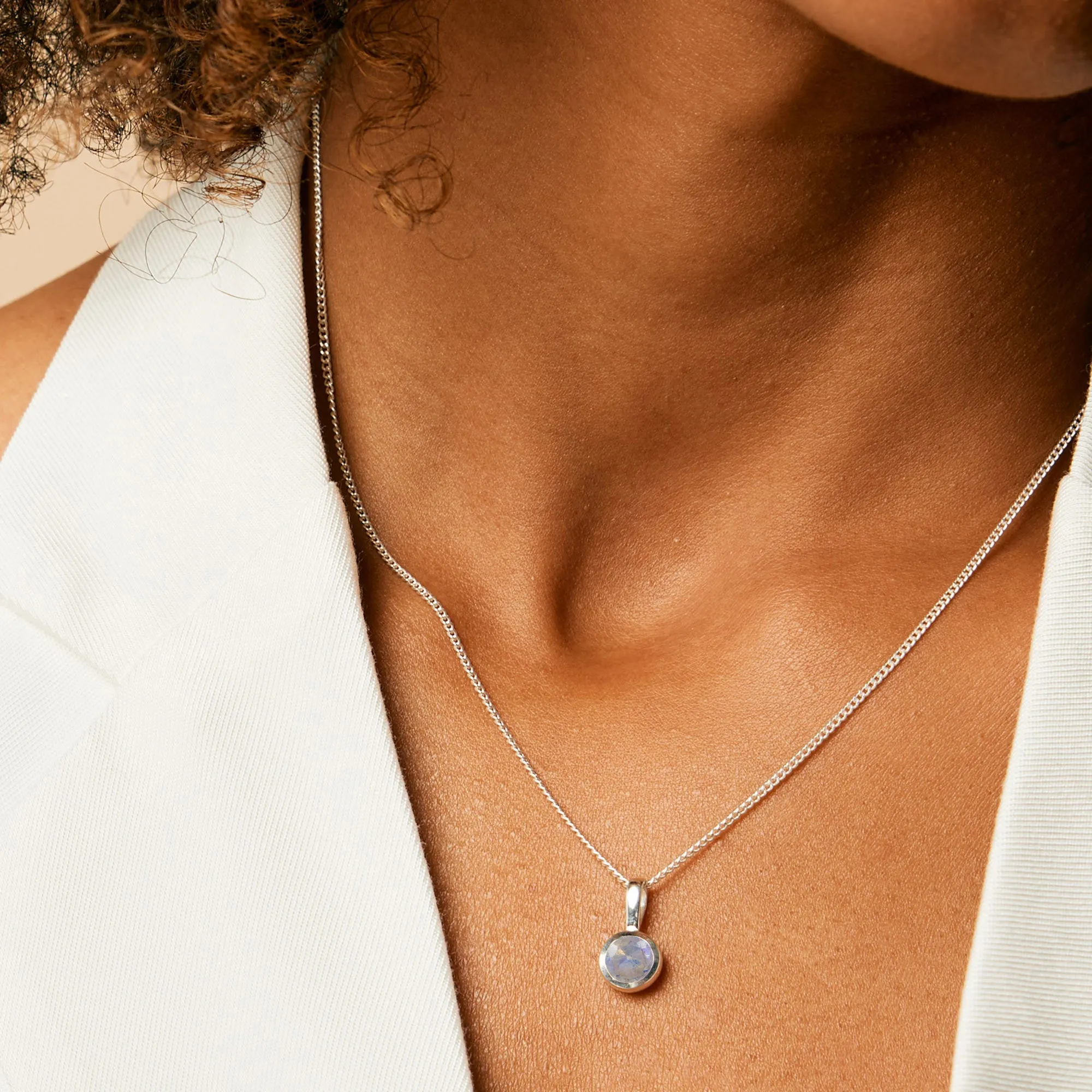 June Birthstone Charm Necklace - Moonstone