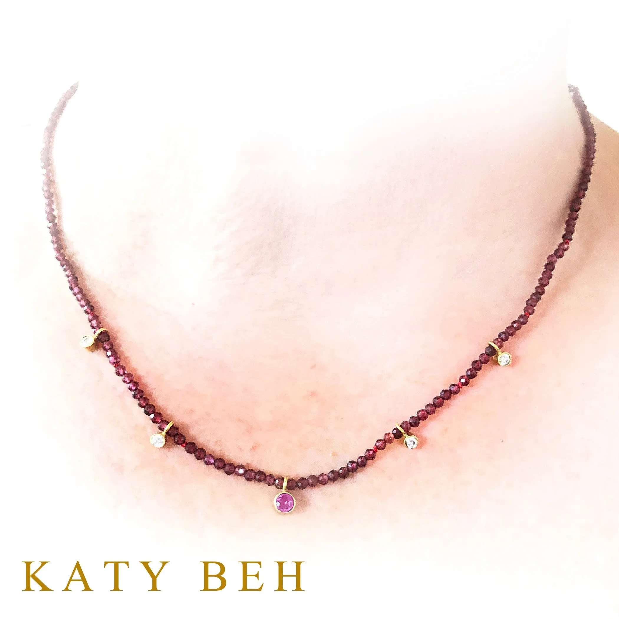 Kara Rhodolite, Diamond and Pink Sapphire Necklace