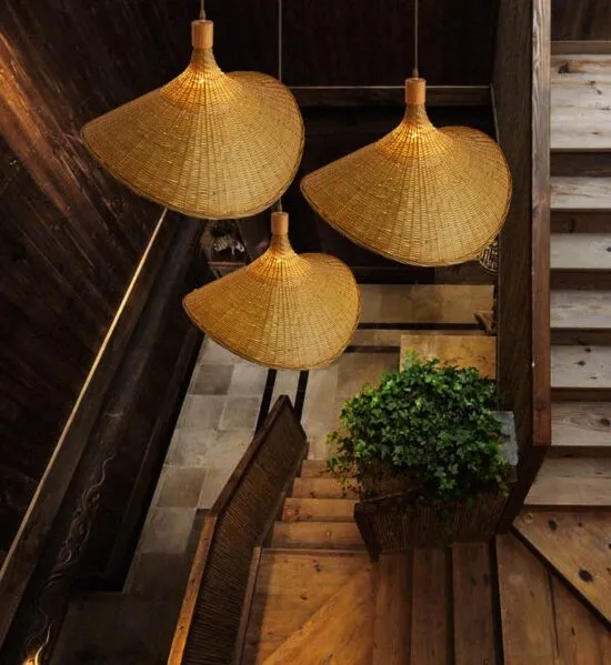 Madhada Bamboo Weave Straw Hat Pendant Lamp