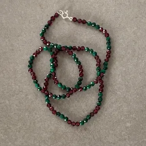 Malachite & Red Garnet Sterling Silver Necklace