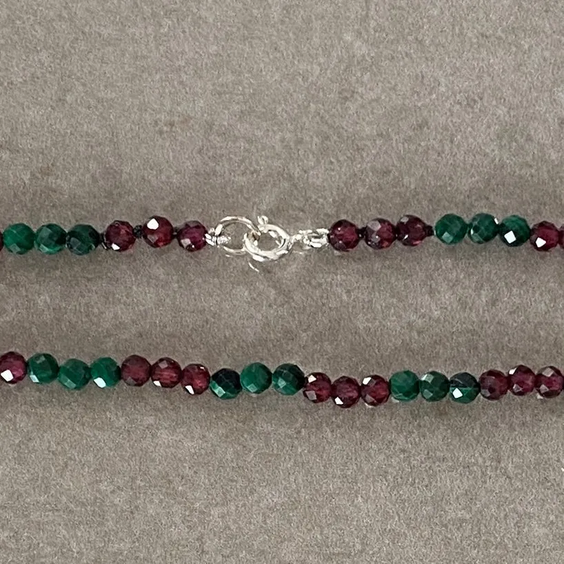 Malachite & Red Garnet Sterling Silver Necklace