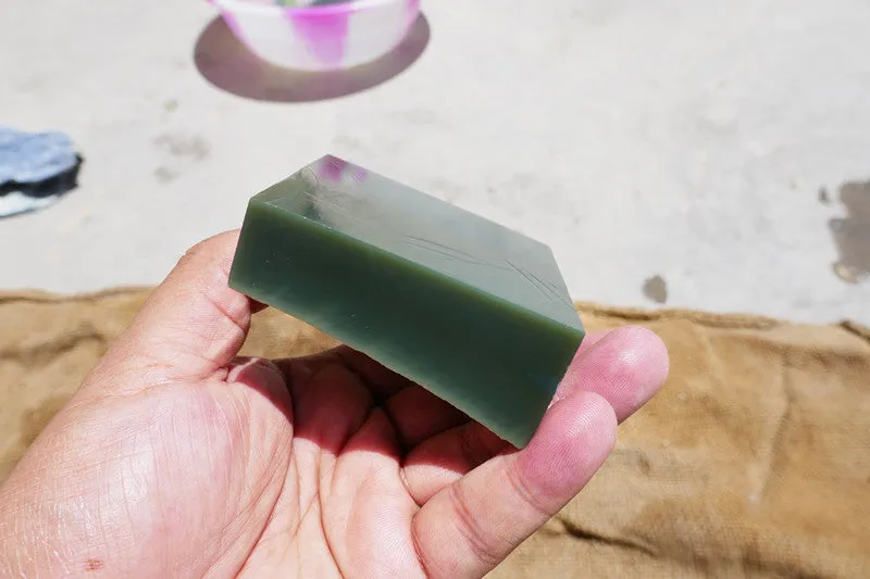 Natural Kunlun Jade Rough Nephrite Raw (344g, 6.8X6.5X1.8cm)