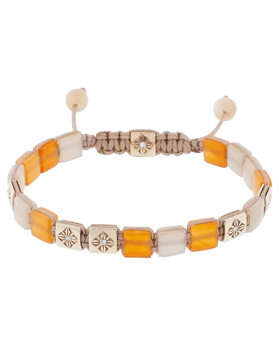 Peach Moonstone And Carnelian Lock Bracelet