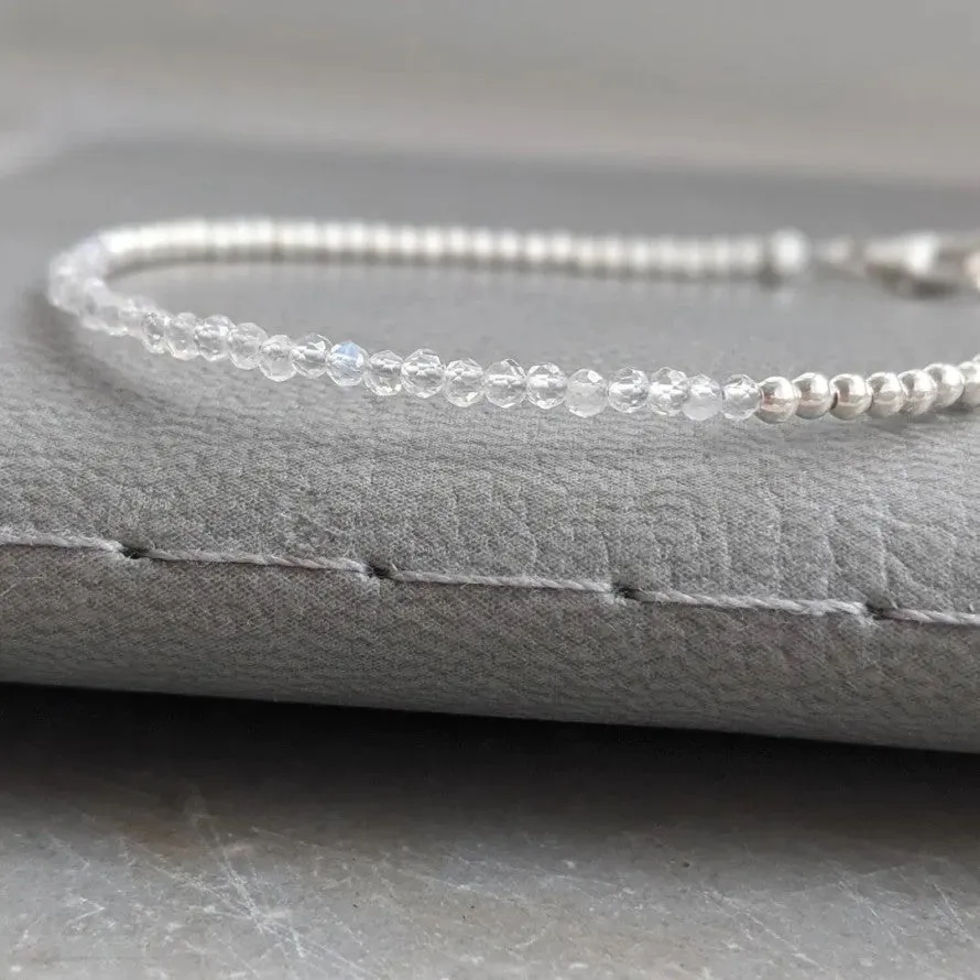 Rainbow Moonstone and Sterling Silver Bracelet