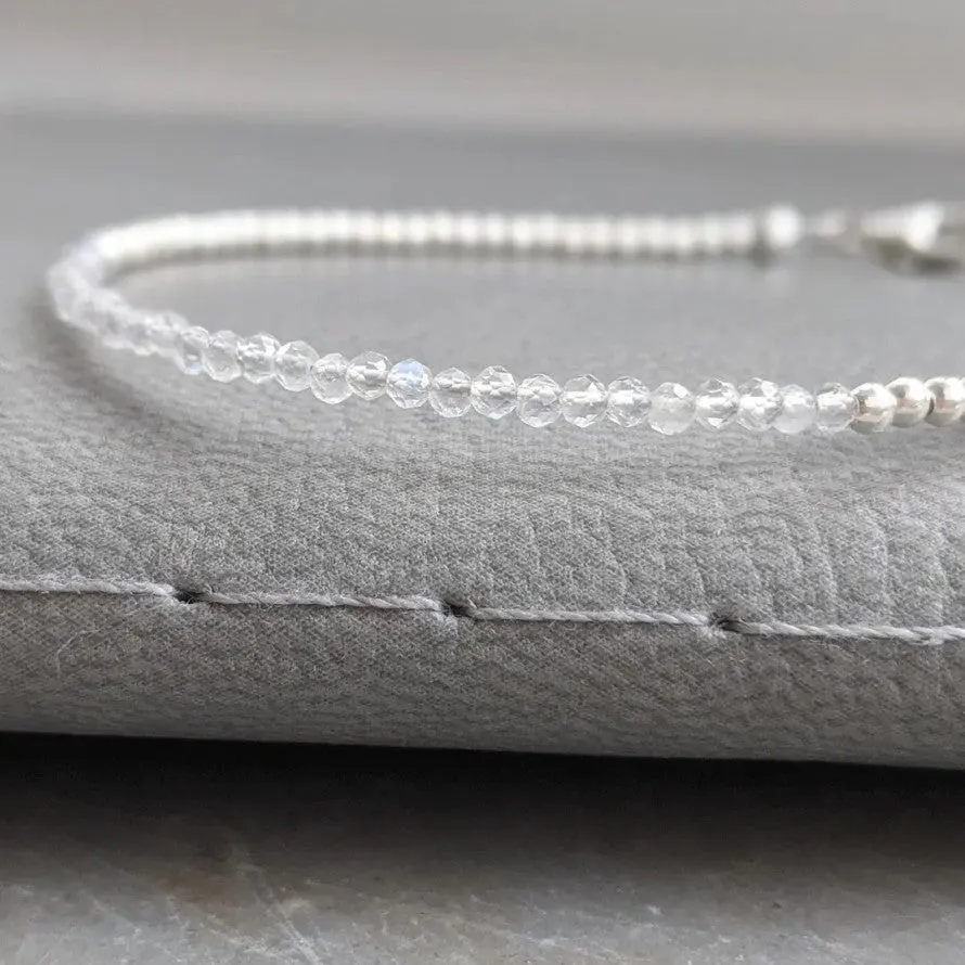 Rainbow Moonstone and Sterling Silver Bracelet