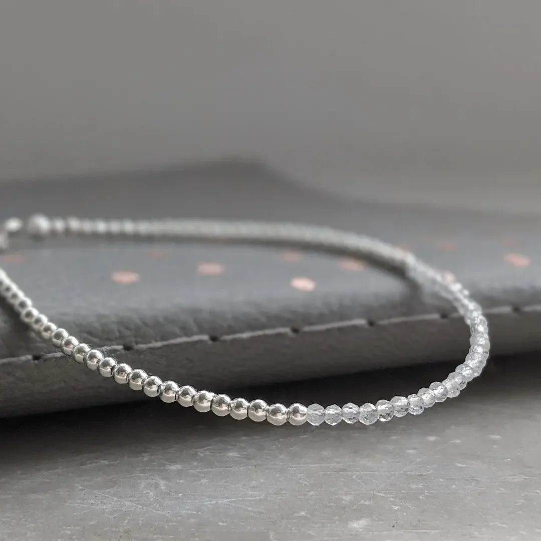 Rainbow Moonstone and Sterling Silver Bracelet