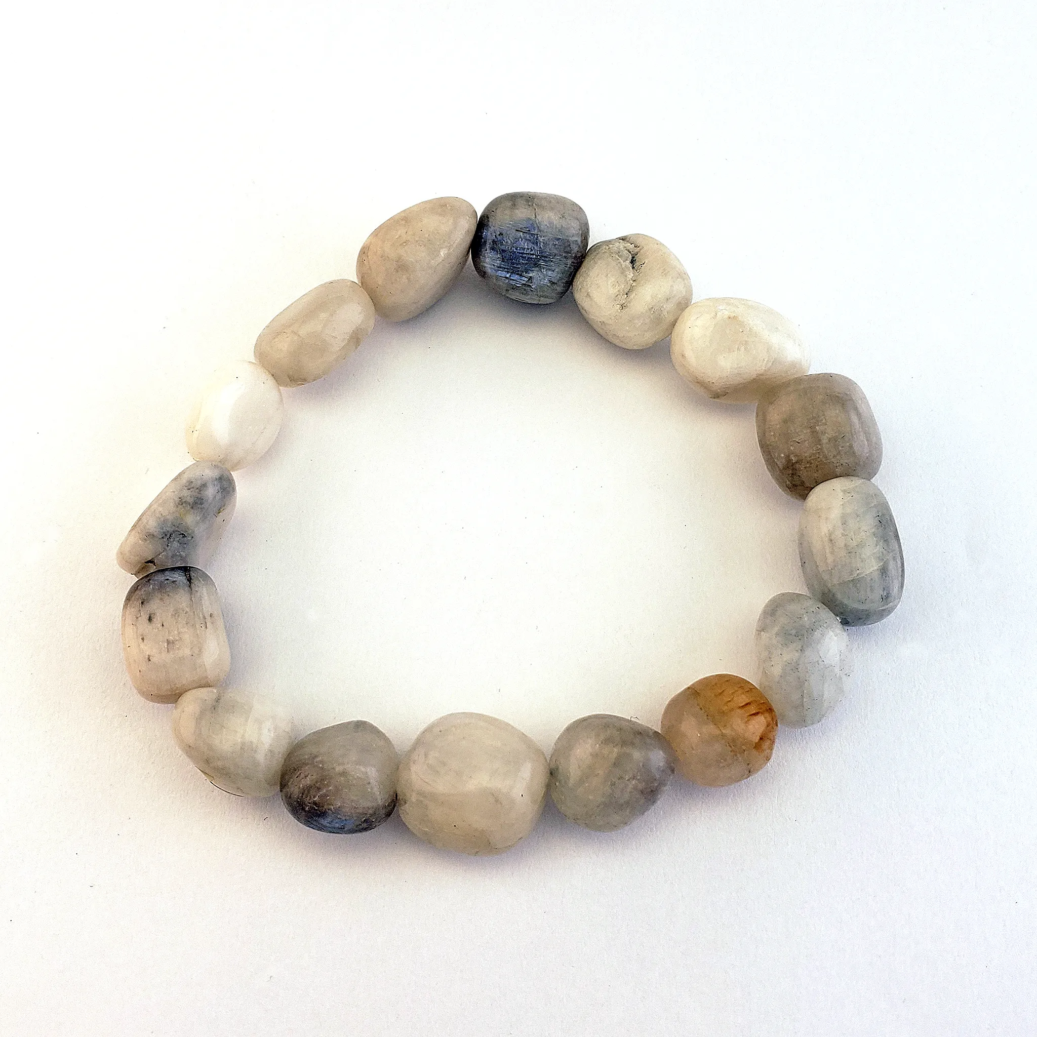 Rainbow Moonstone Crystal Natural Gemstone Nugget Bead Bracelet