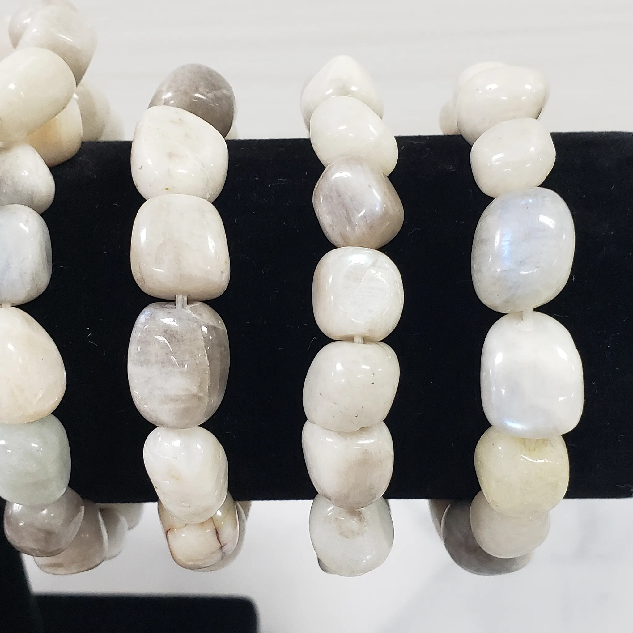 Rainbow Moonstone Crystal Natural Gemstone Nugget Bead Bracelet