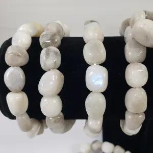 Rainbow Moonstone Crystal Natural Gemstone Nugget Bead Bracelet