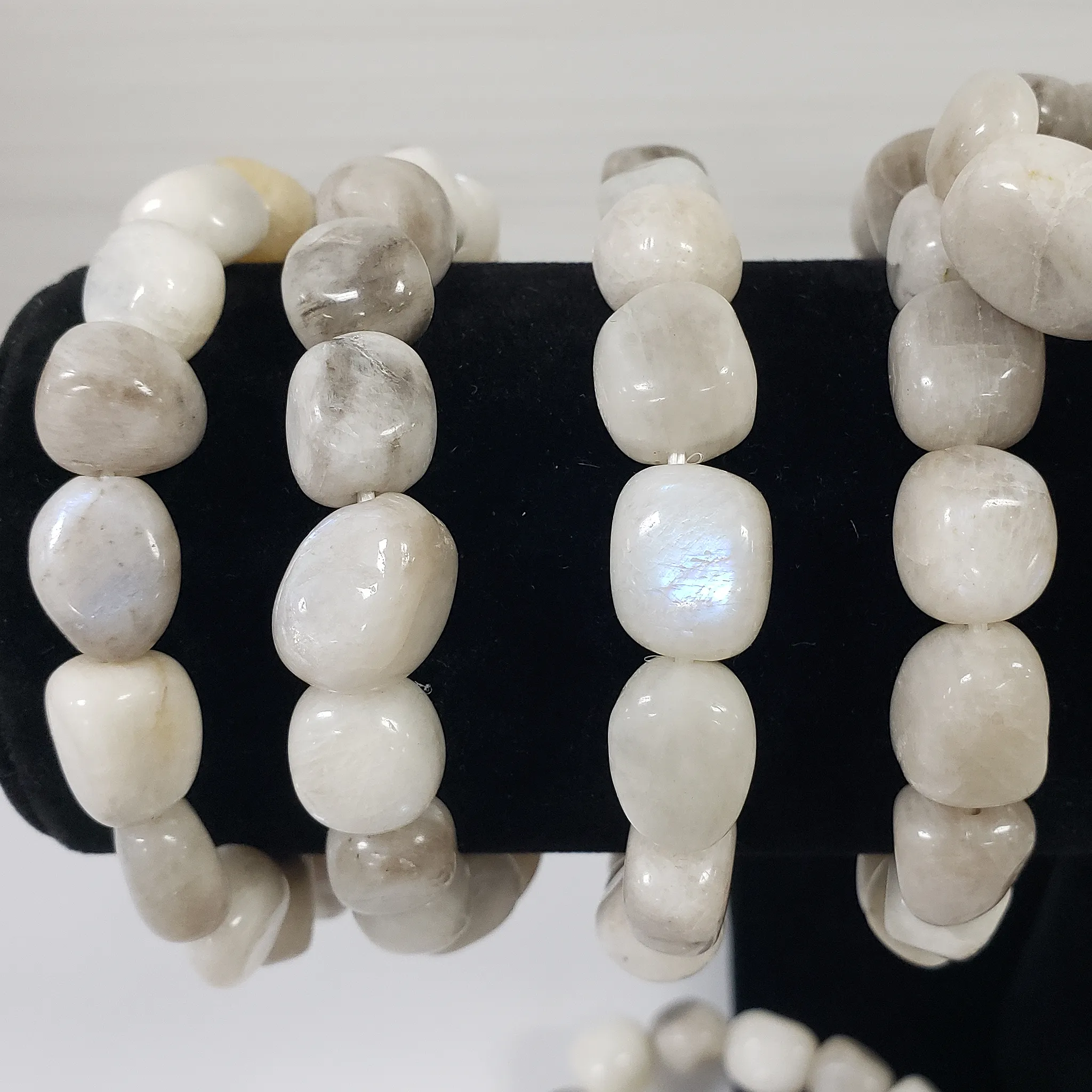 Rainbow Moonstone Crystal Natural Gemstone Nugget Bead Bracelet