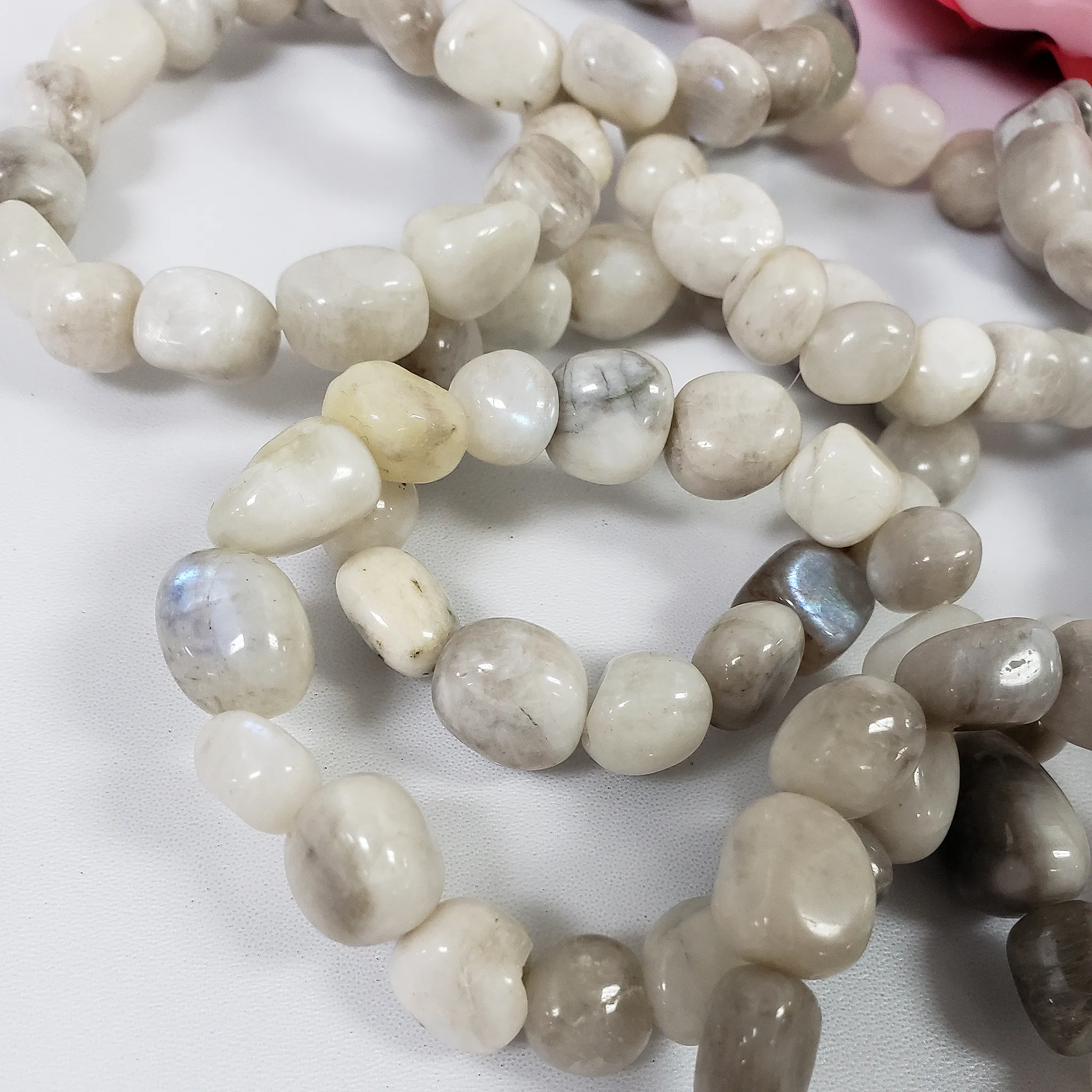 Rainbow Moonstone Crystal Natural Gemstone Nugget Bead Bracelet