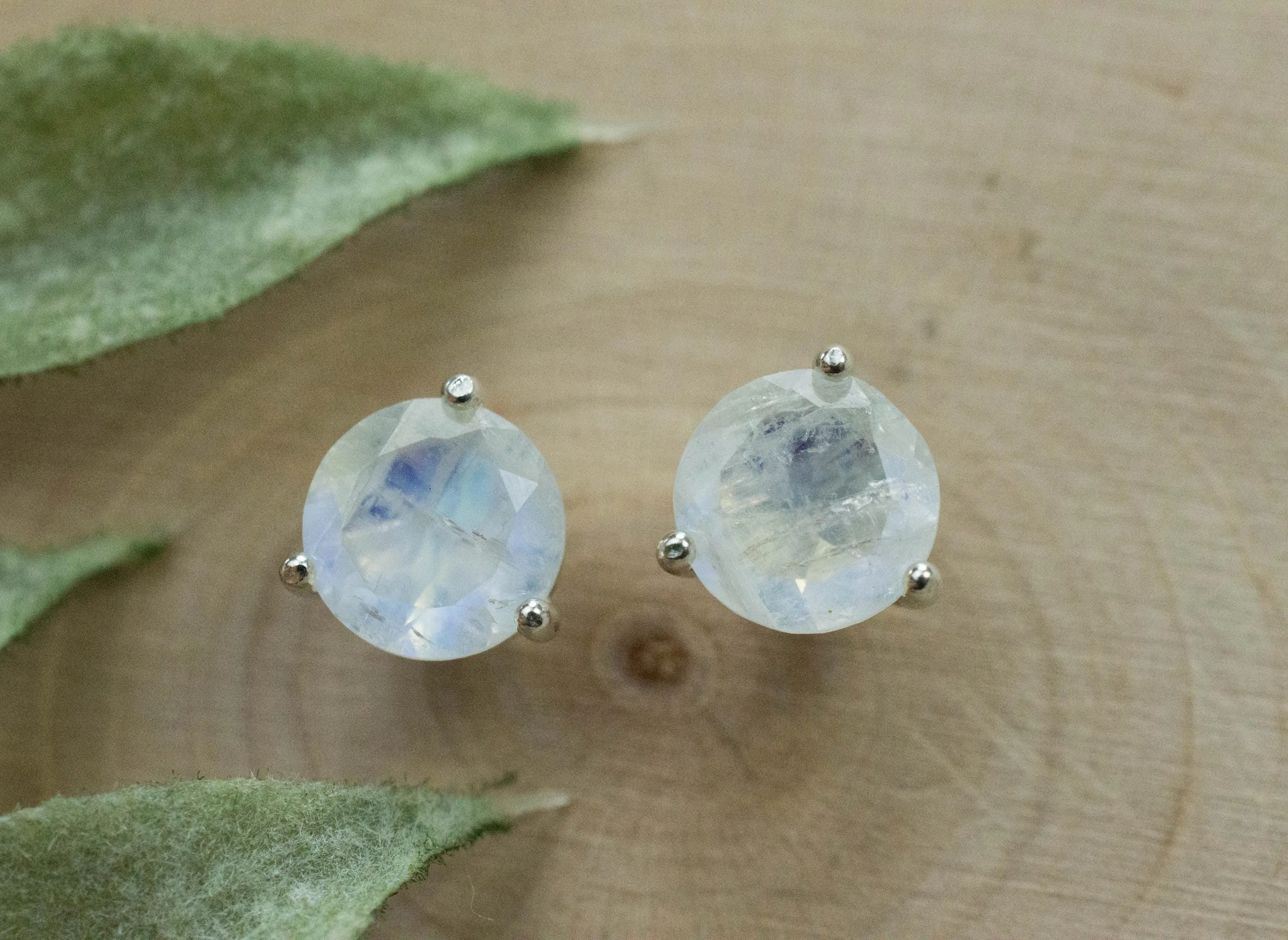 Rainbow Moonstone Earrings, Natural Untreated India Moonstone; 2.305cts