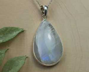 Rainbow Moonstone Pendant, Genuine Untreated Indian Moonstone